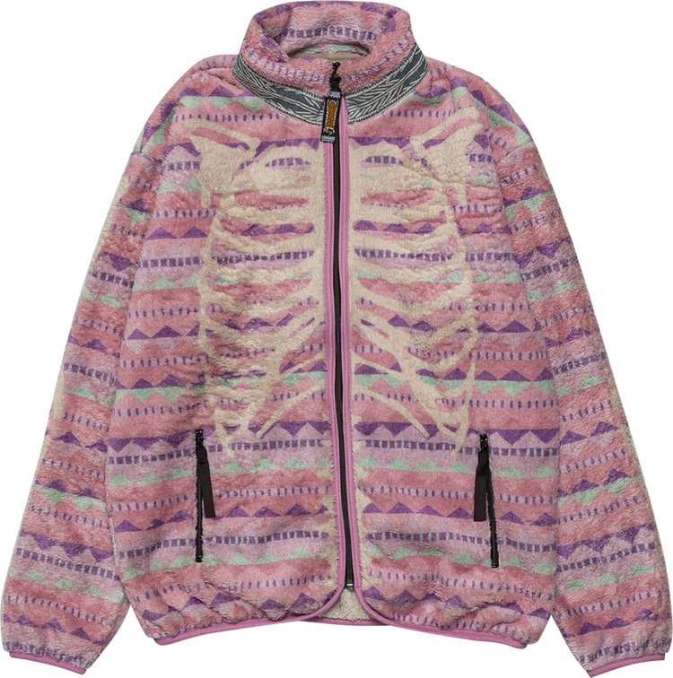 Kapital Ashland Bone Stripe Fleece Jacket 'Pink'