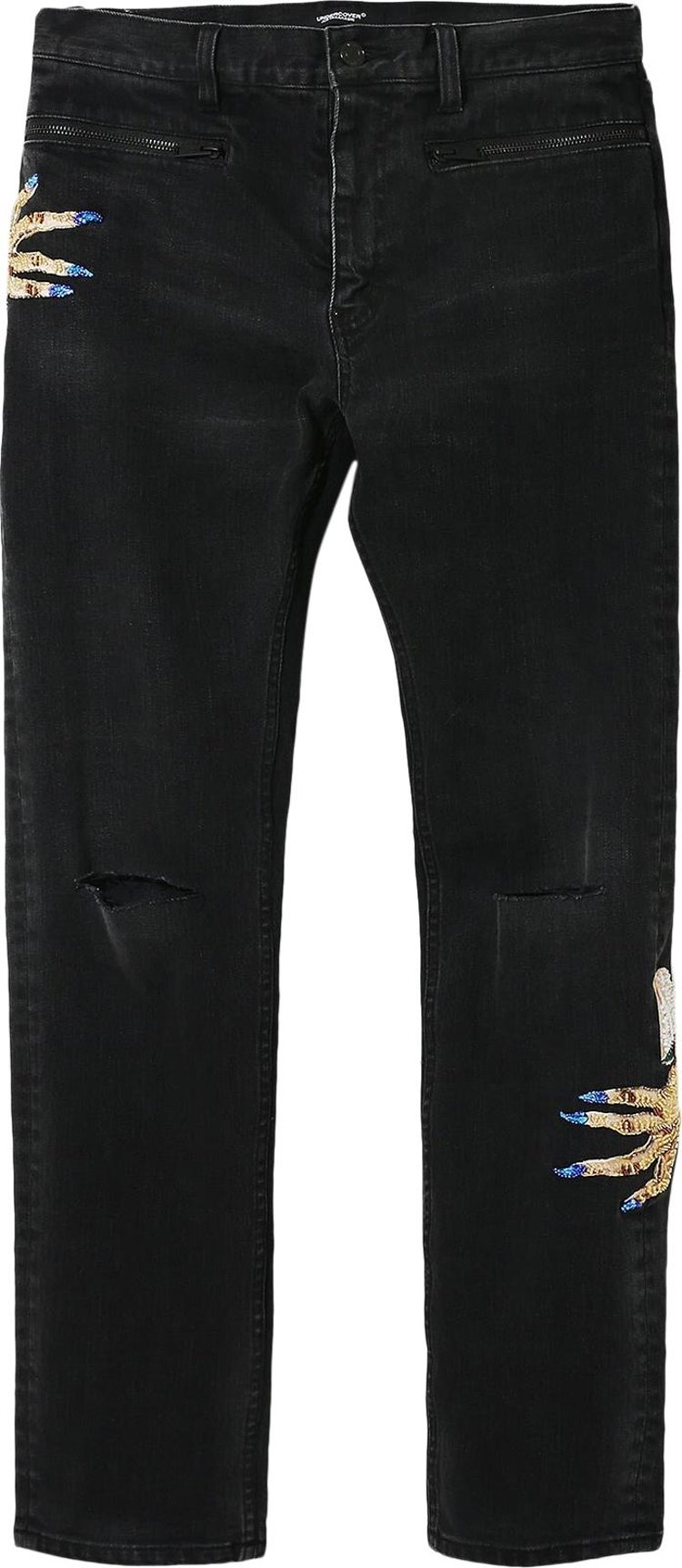 Undercover Bead Embroidered Denim Jeans 'Black'