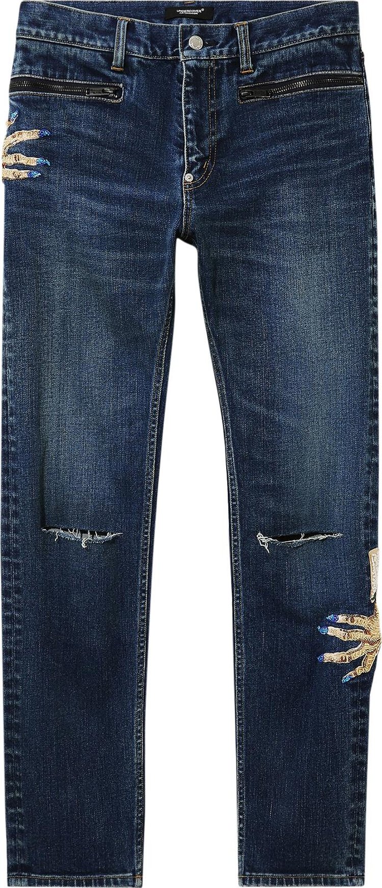 Undercover Bead Embroidered Denim Jeans 'Indigo'