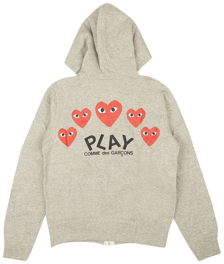 Comme des Garcons PLAY Multi Heart Hoodie Grey