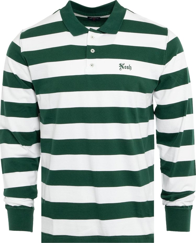 Noah Jersey Long-Sleeve Polo 'Green/White'