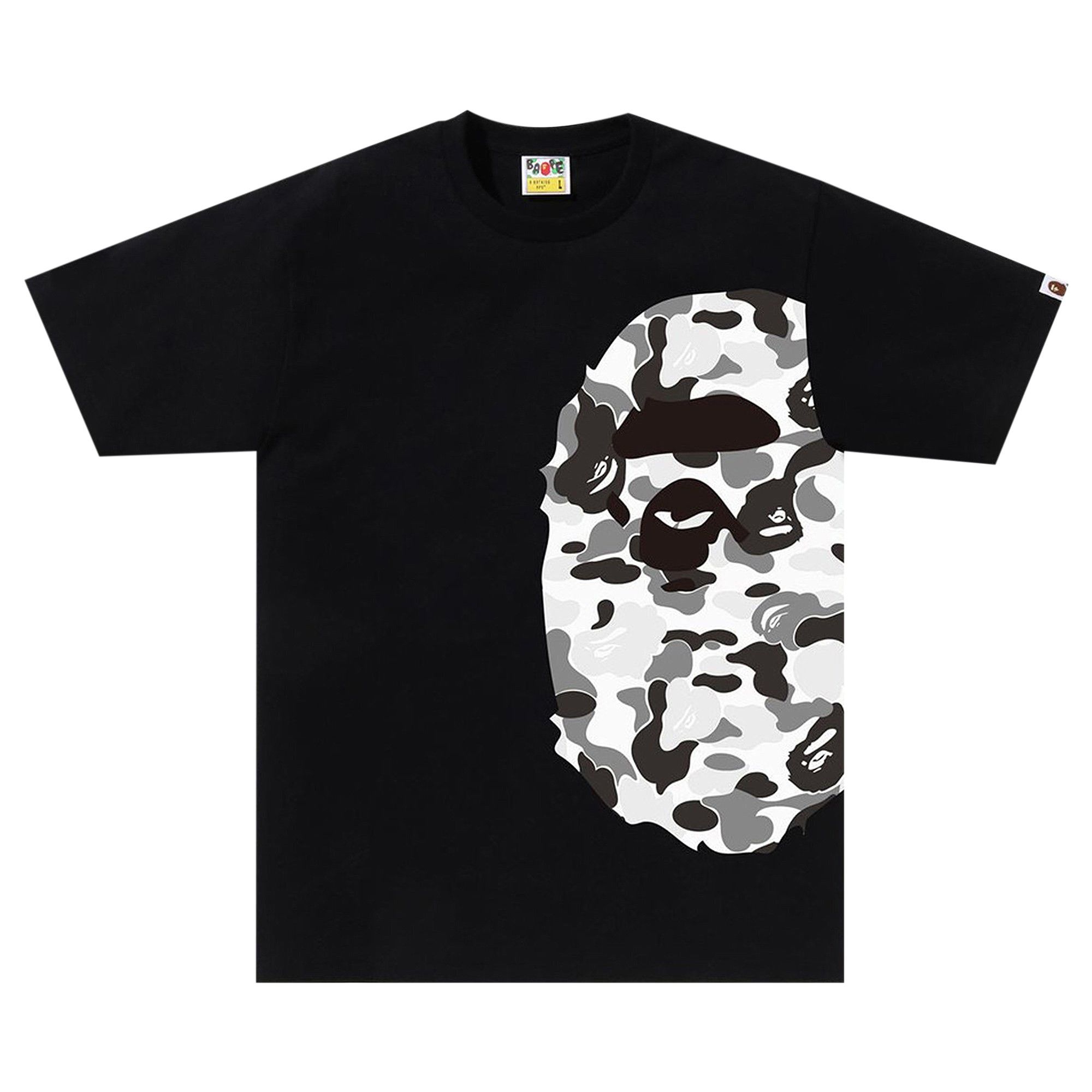 Buy BAPE ABC Camo Side Big Ape Head Tee 'Black/Grey' - 1J80