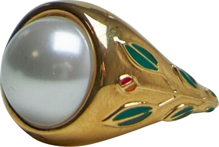 Casablanca Pearl Signet Ring GoldPearlGreen