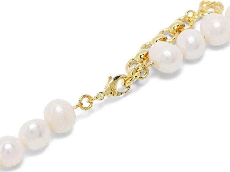 Casablanca Medium Pearl Logo Necklace GoldPearl