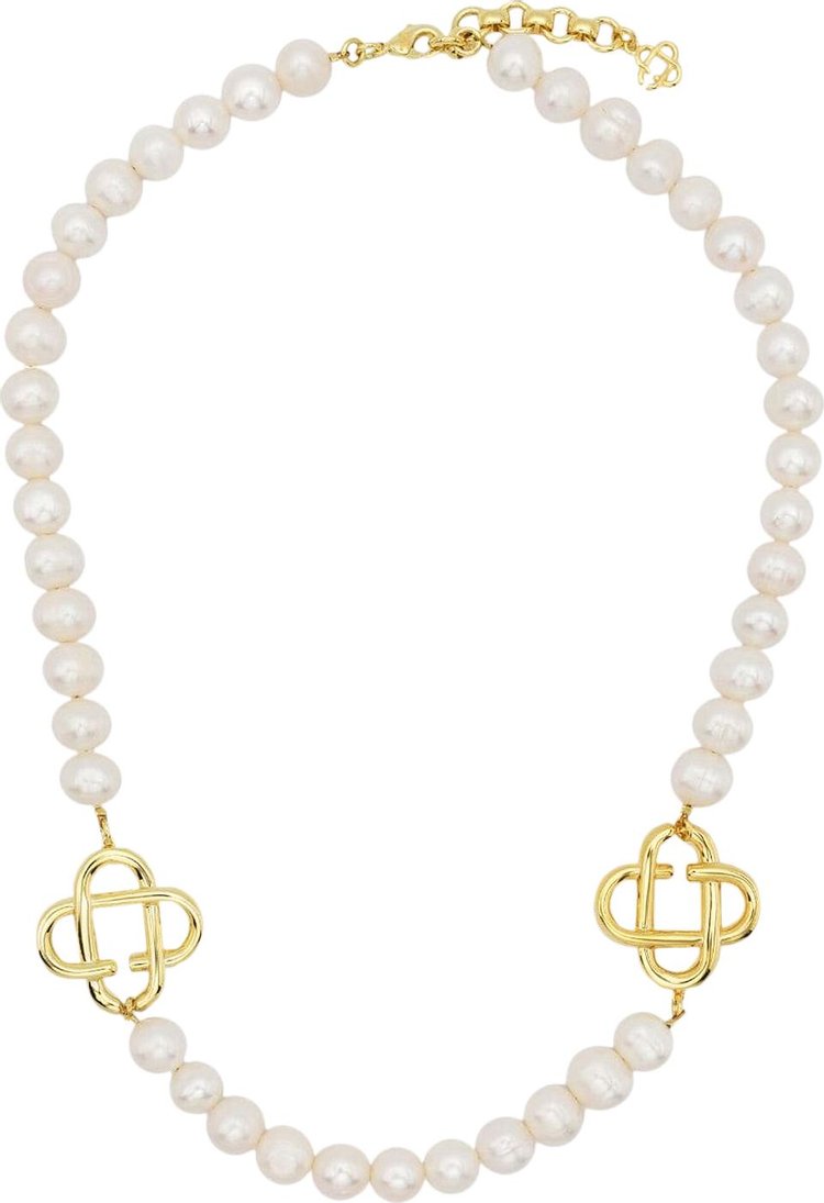 Casablanca Medium Pearl Logo Necklace 'Gold/Pearl'