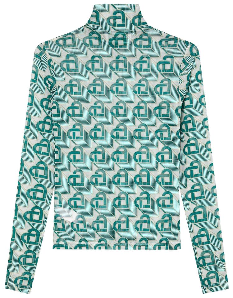 Casablanca Heart Monogram Mesh Top Green