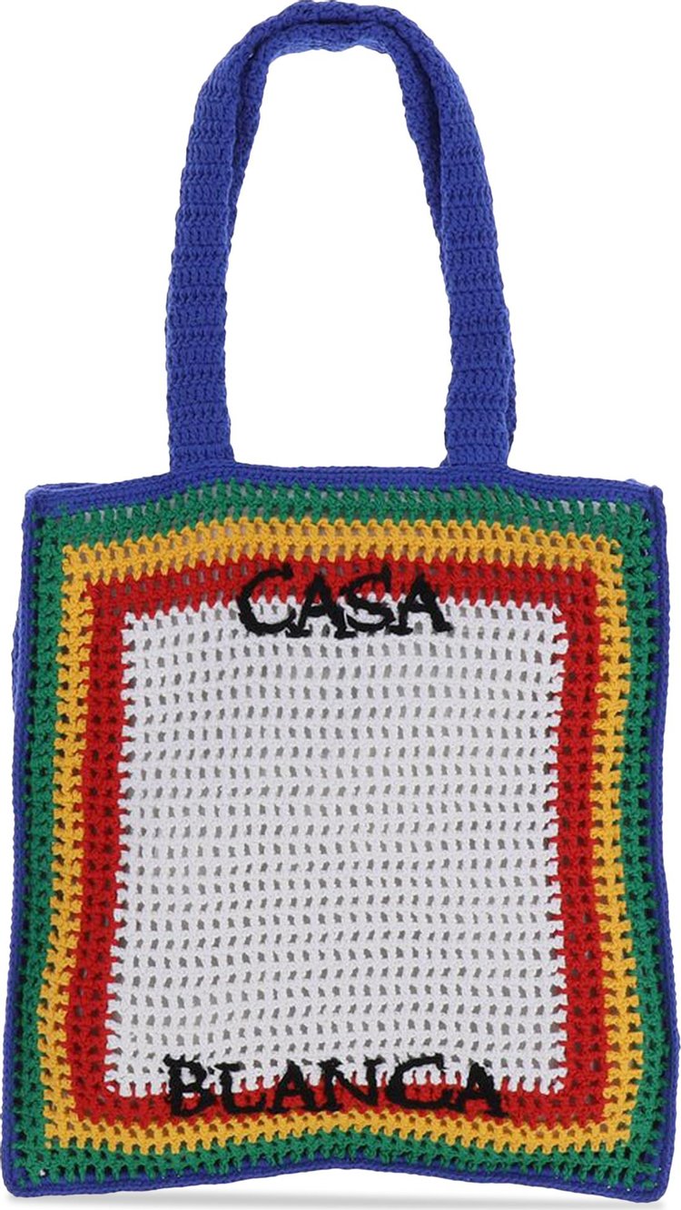 Casablanca Crochet Tote Bag 'Green/White'