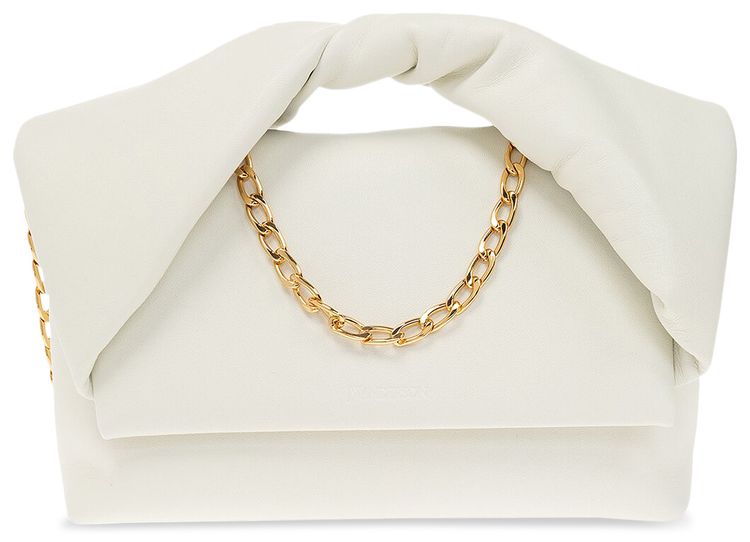 JW Anderson Large Twister Leather Top Handle Bag Off White
