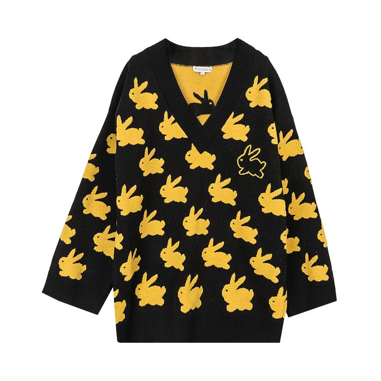 Buy JW Anderson Bunny V Neck Jumper 'Black/Yellow' - KW0966 YN0268 897 ...
