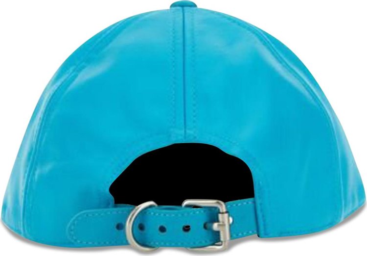 JW Anderson Logo Embroidered Leather Baseball Cap Blue