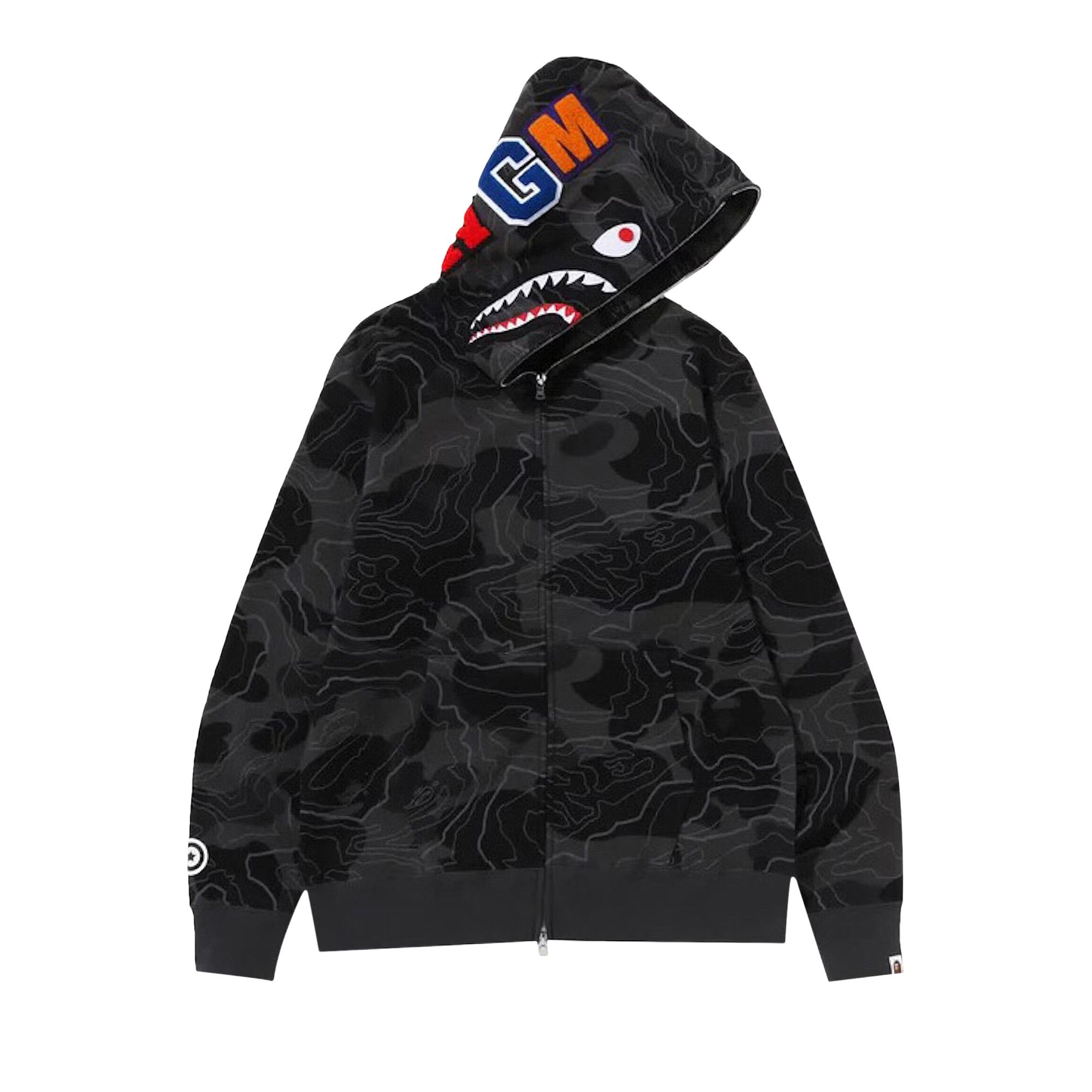 Buy BAPE Layered Line Camo Shark Full Zip Hoodie Black 1J80 115 005 BLACK GOAT AU