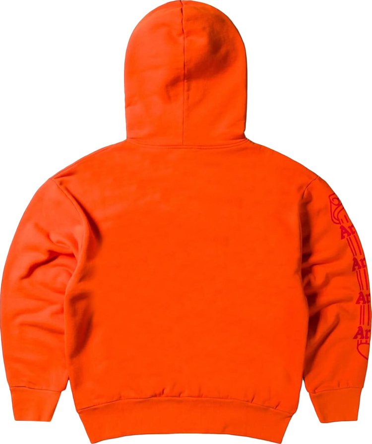 Aries Logo Print Hoodie Orange