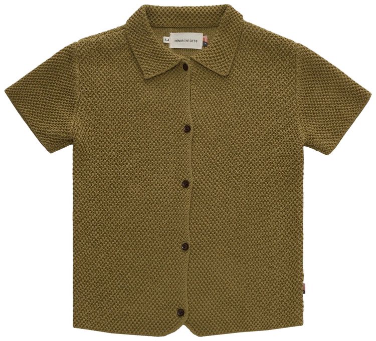 Honor The Gift Kids Knit H Button Up Olive