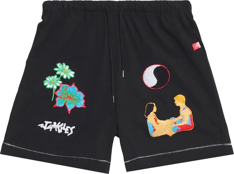 Jungles Connection Chenille Embroidered Shorts 'Black'