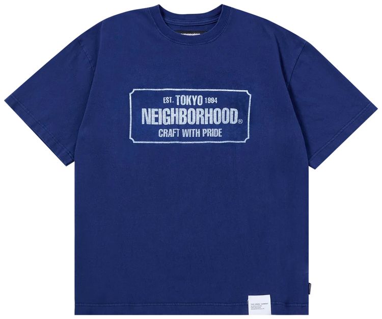 Neighborhood Sulfur Dye Crewneck Shot Sleeve Tee Navy