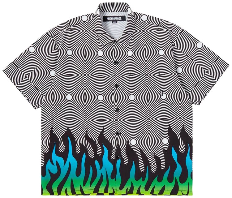 Neighborhood x DSC Flame Pattern Shirt Black