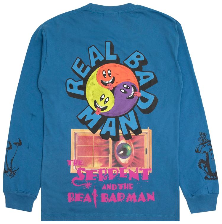 Real Bad Man Hallucinogenic Wiz Long Sleeve Tee Blue