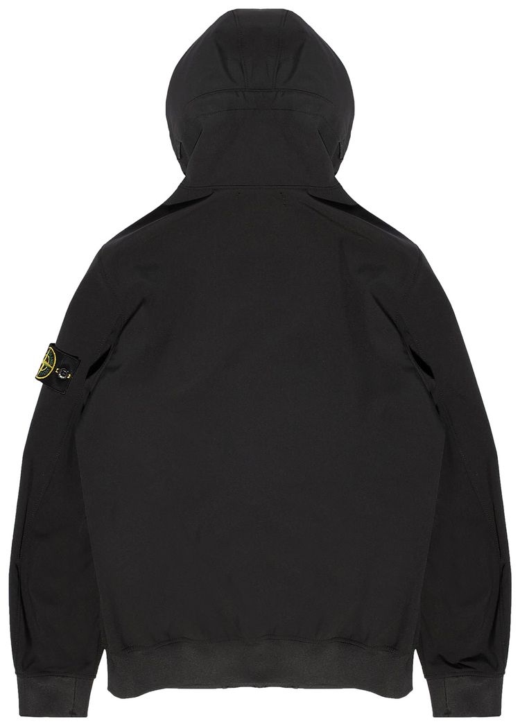 Stone Island Soft Shell Hooded Jacket Black