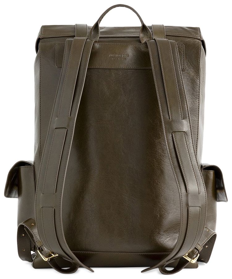 Aime Leon Dore Debossed Logo Leather Backpack Olive