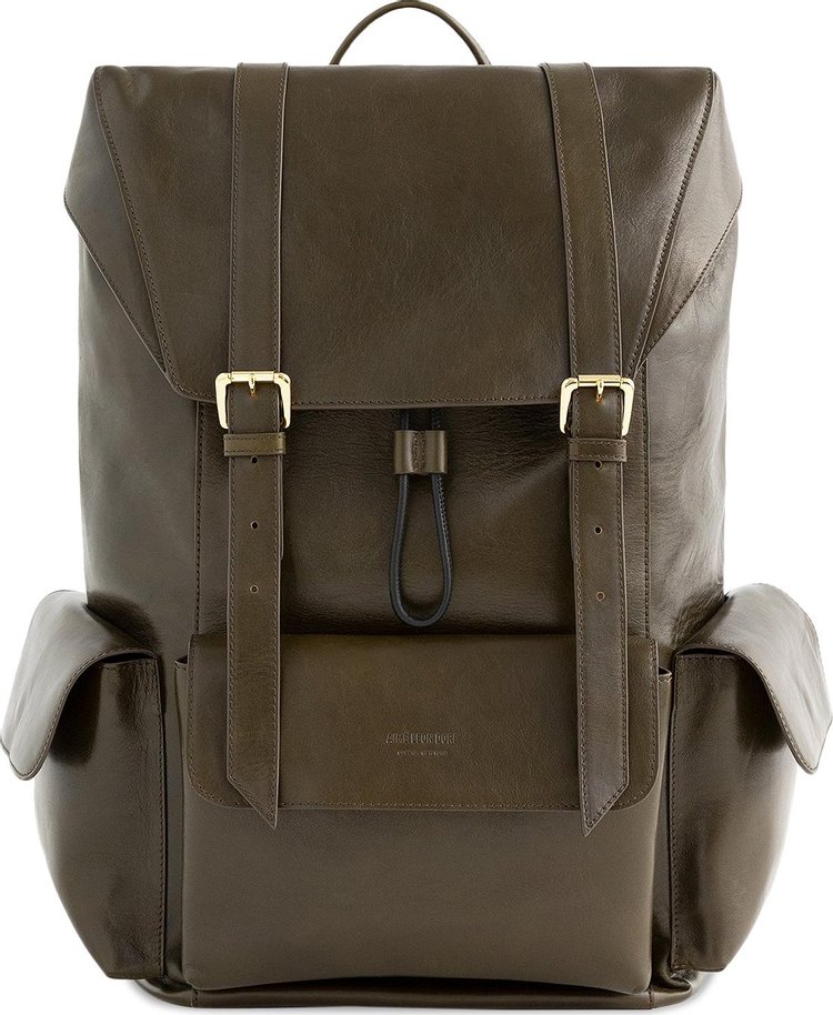 Aimé Leon Dore Debossed Logo Leather Backpack 'Olive'