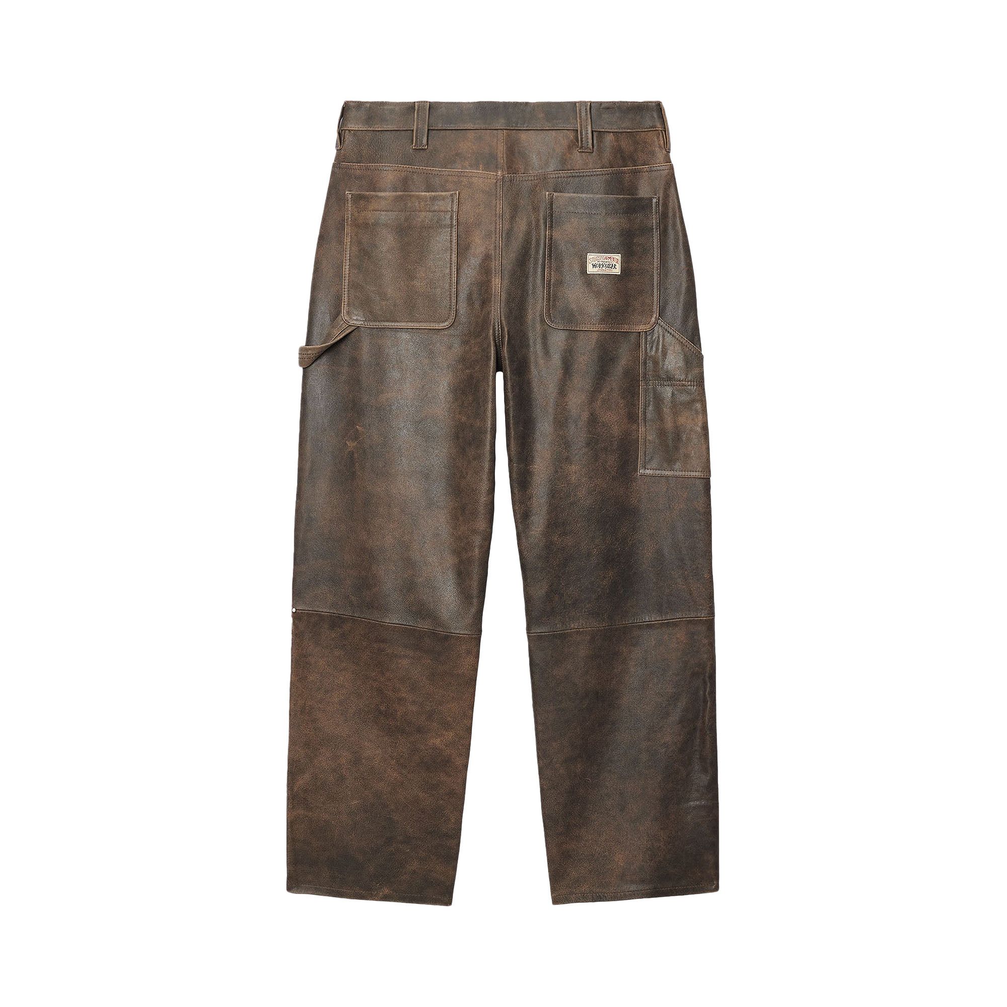 クリスマスファッション Distressed Pant Work Stussy Buy Leather 116643 - 'Brown' パンツ