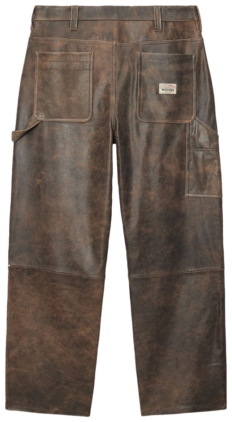 Stussy Work Pant Distressed Leather Brown