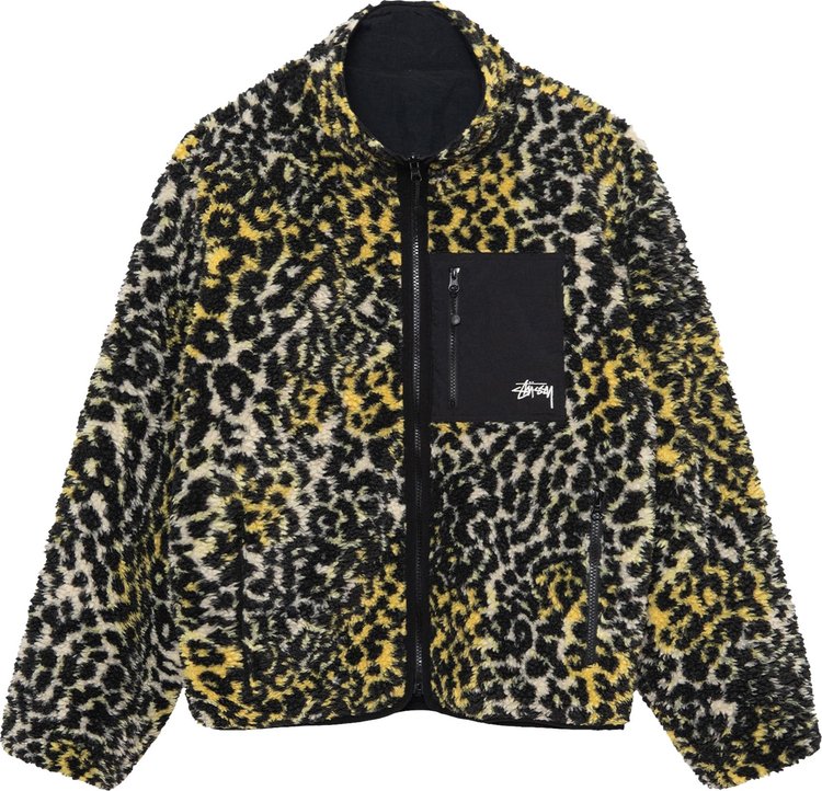 Stussy Sherpa Reversible Jacket Yellow Leopard