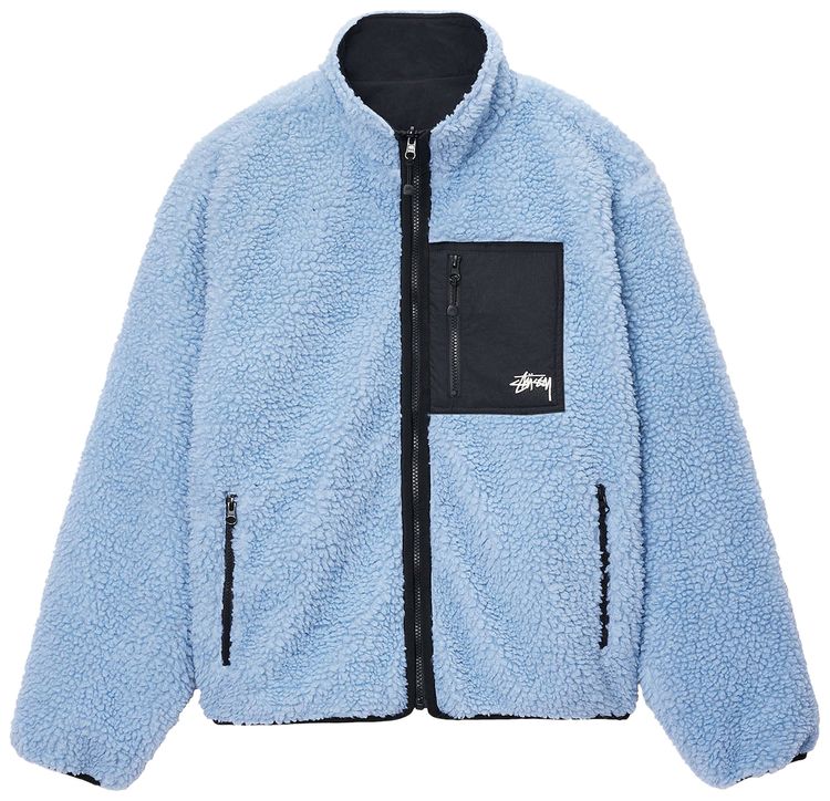 Stussy Sherpa Reversible Jacket Light Denim