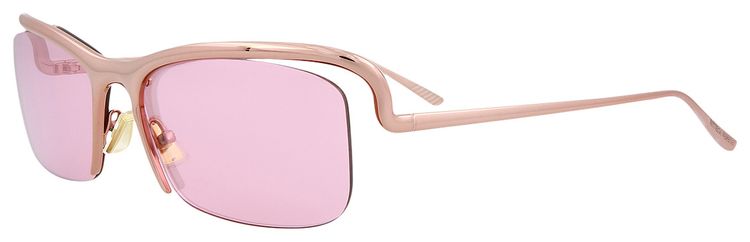 Bottega Veneta Half Rim Rectangular Sunglasses Pink