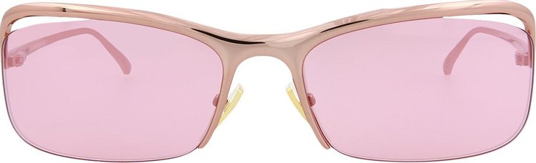 Bottega Veneta Half Rim Rectangular Sunglasses 'Pink'