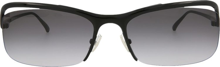 Bottega Veneta Half Rim Rectangular Sunglasses 'Black/Grey'