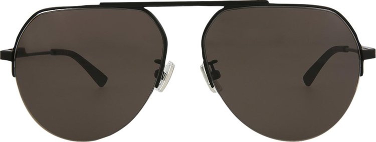 Bottega Veneta Half Rim Round Sunglasses 'Black/Grey'
