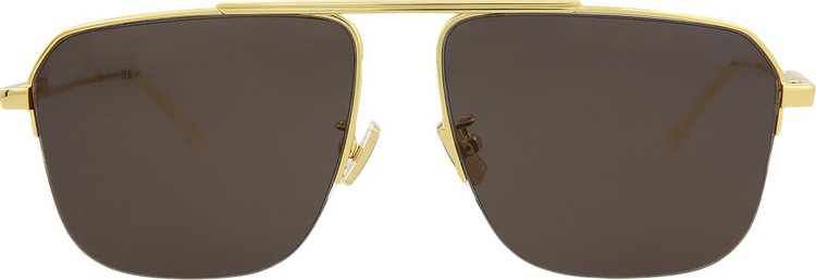 Bottega Veneta Half Rim Square Sunglasses 'Gold/Grey'