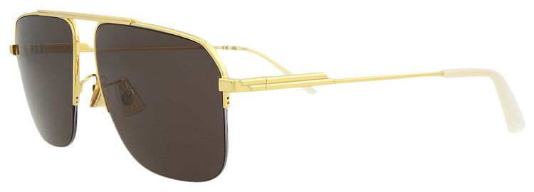 Bottega Veneta Half Rim Square Sunglasses GoldGrey