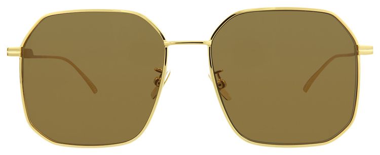 Bottega Veneta Geometric Frame Sunglasses GoldBrown
