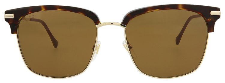 Gucci Half Rim Square Sunglasses HavanaGoldBrown