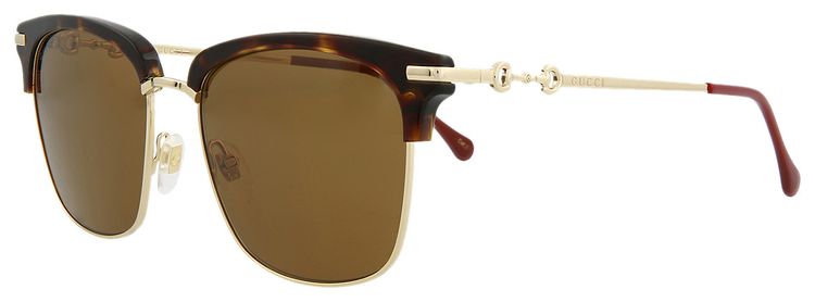 Gucci Half Rim Square Sunglasses HavanaGoldBrown