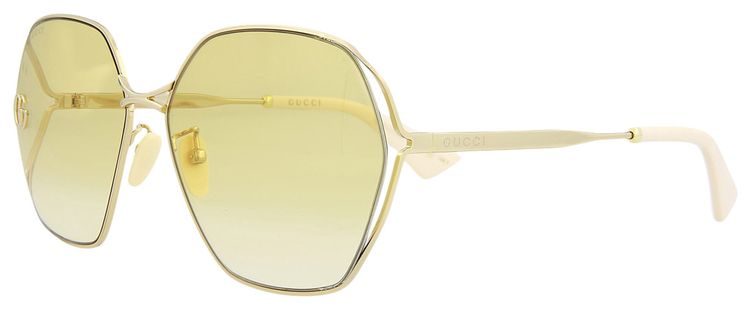 Gucci Geometric Frame Sunglasses GoldYellow