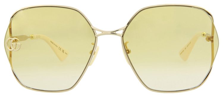 Gucci Geometric Frame Sunglasses GoldYellow