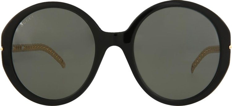 Gucci Round Frame Sunglasses 'Black/Gold/Grey'