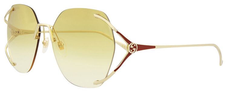 Gucci Rimless Geometric Sunglasses GoldYellow