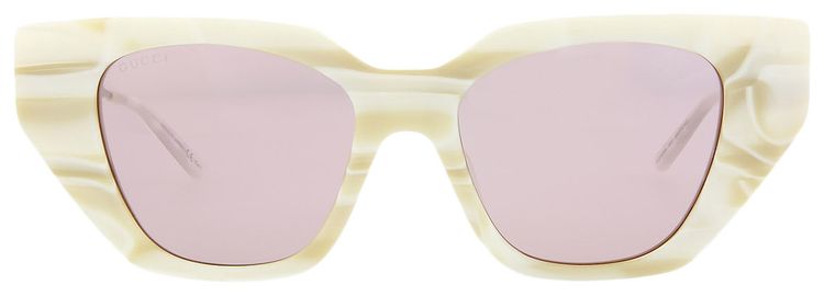 Gucci Cat Eye Frame Sunglasses WhiteSilverPink