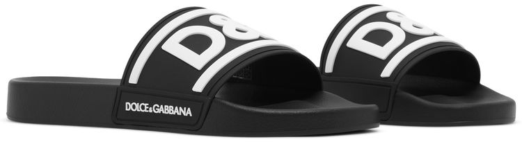 Dolce  Gabbana Slides DG Logo   Black White