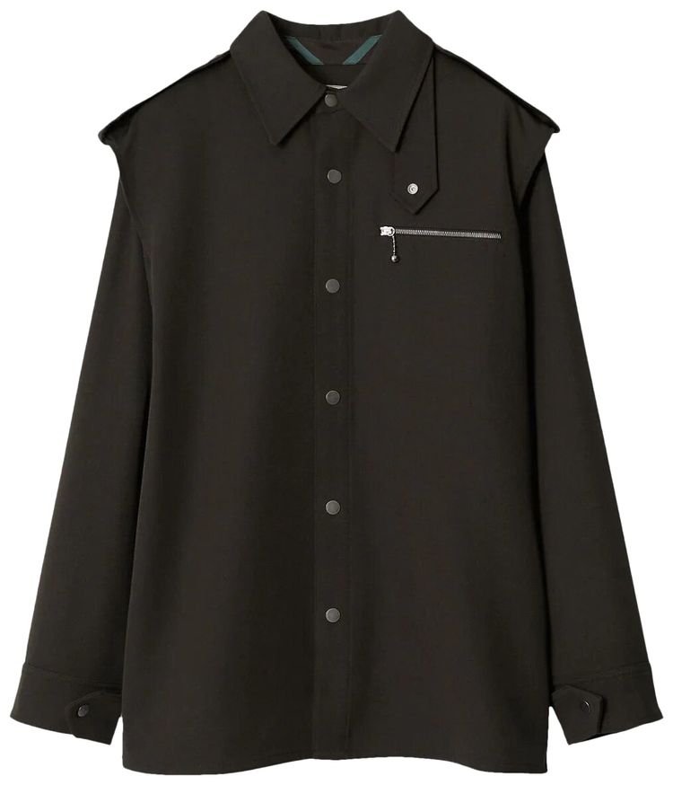 Burberry Wool Gabardine Shirt Black