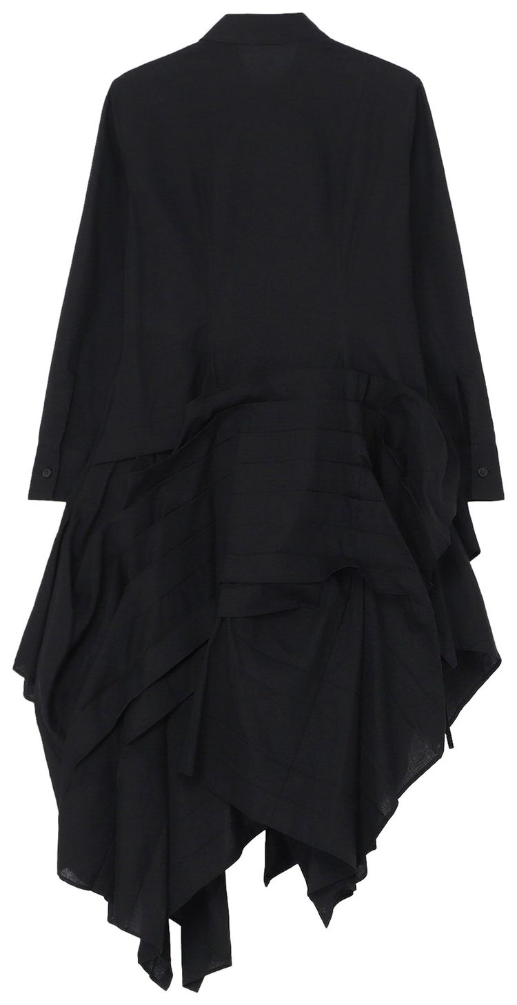 Yohji Yamamoto Tucked Hem Dress Black