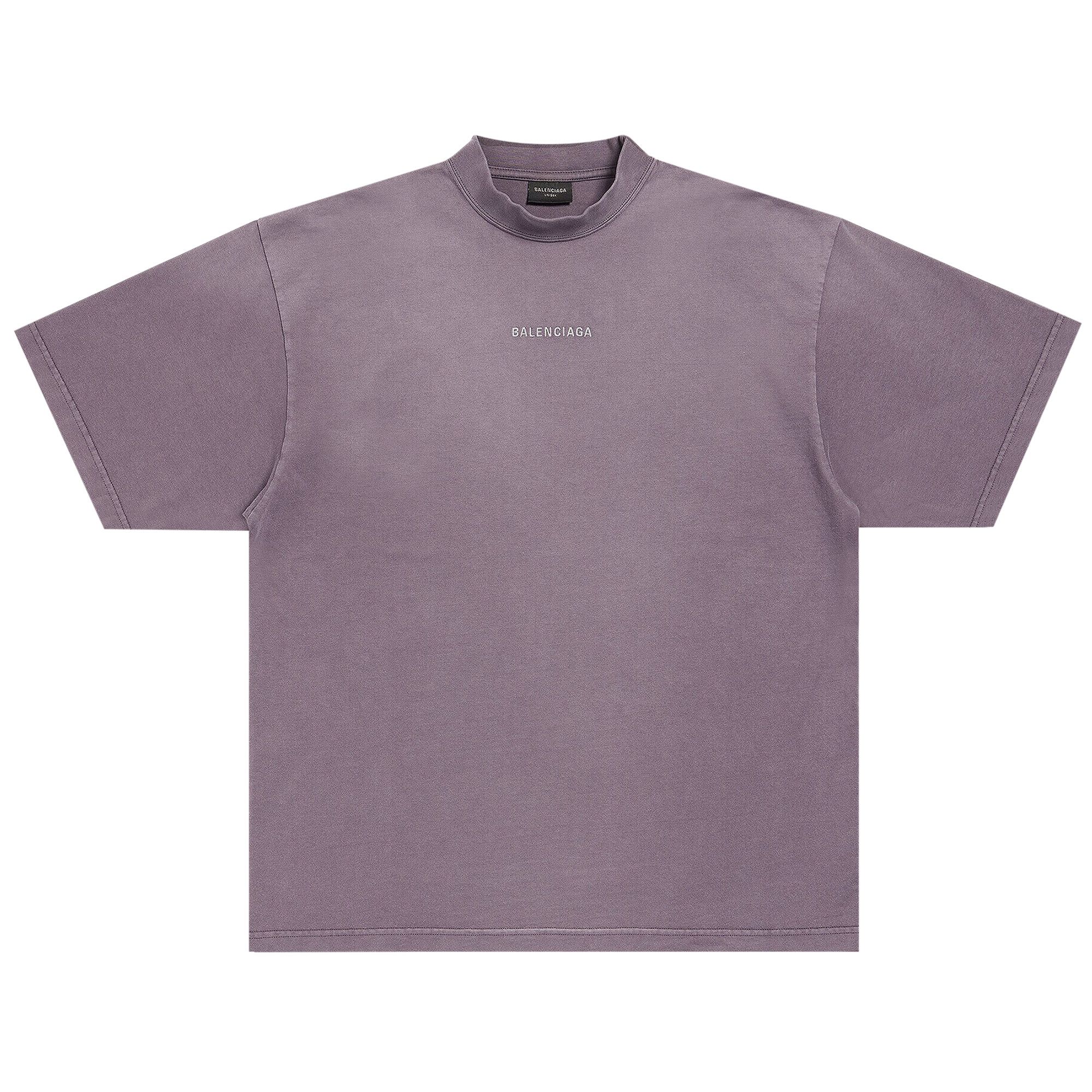 Tシャツ・カットソー *BALENCIAGA* Medium Fit Logo Short Sleeve T-Shirt Fade Purpl Balenciaga Back T-shirt Medium Fit in Purple/grey