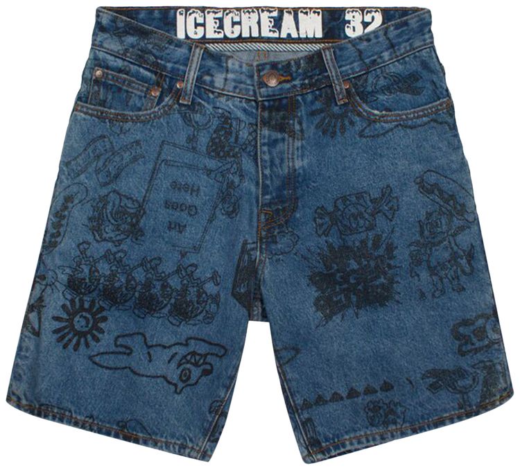 Icecream Sun Out Jean Shorts Blue