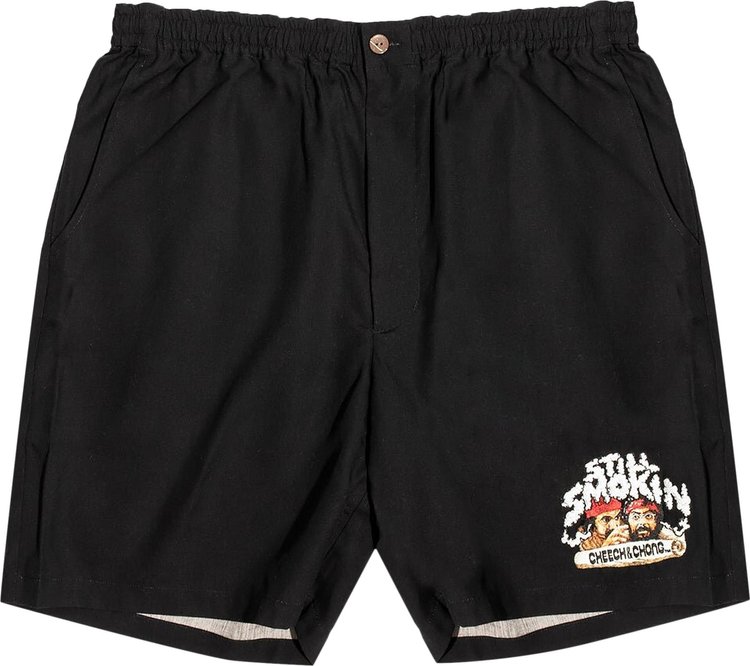 Wacko Maria Still Smokin Hawaiian Shorts Black