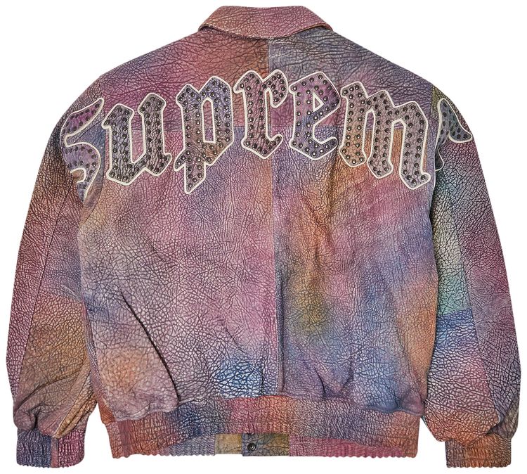 Supreme Pebbled Leather Varsity Jacket Multicolor