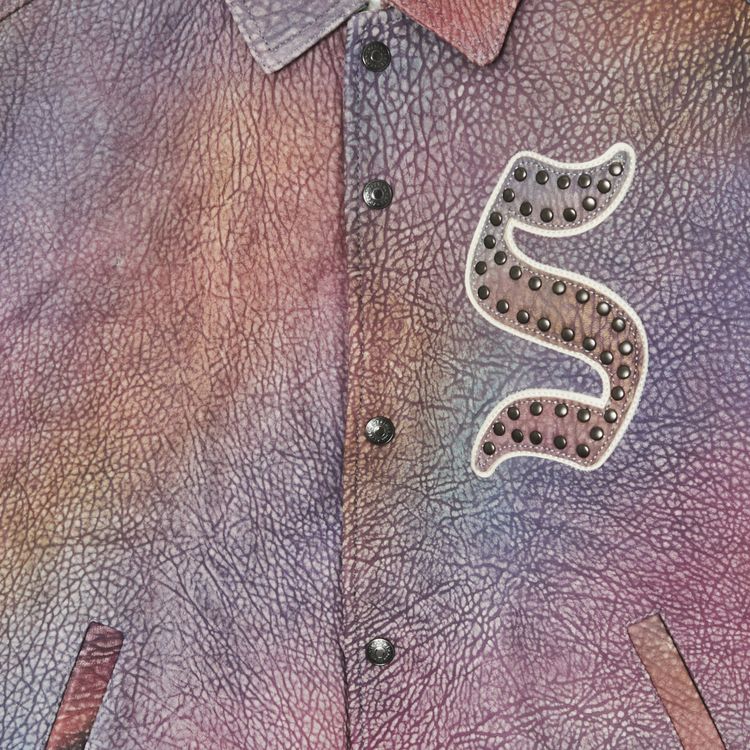 Supreme Pebbled Leather Varsity Jacket Multicolor